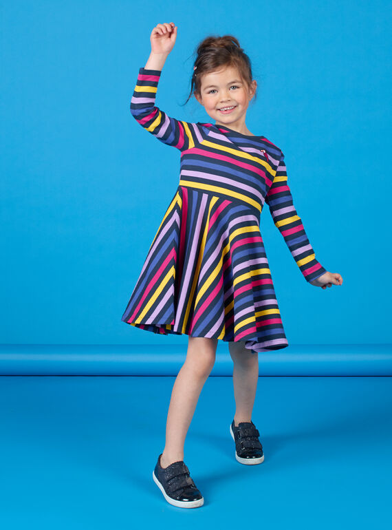 Schwarz und blau gestreiftes Kleid LANAUROB2 / 21S901P1ROBC205