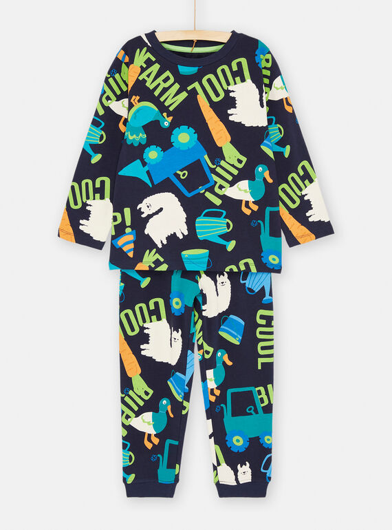 Marineblaues Pyjama-Set mit Bauernaufdruck SEGOPYJFARM / 23WH1256PYJ705