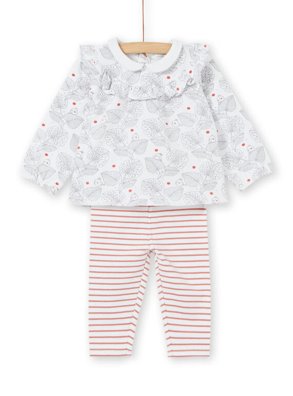 Bluse mit Volant und Leggings zur Geburt eines Mädchens LOU1ENS2 / 21SF03H1ENS000