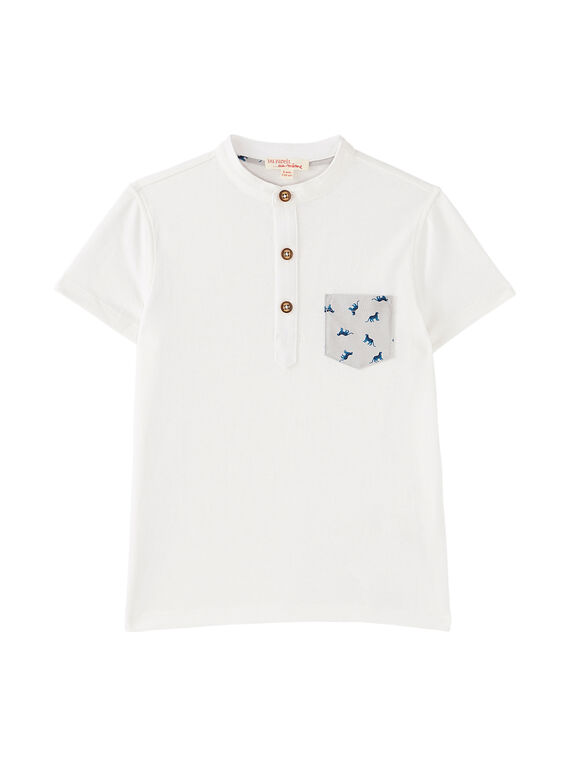 Einfarbig weißes tunesisches T-Shirt für Jungen mit bedruckter Tasche JOJATI1 / 20S902B1TMC001