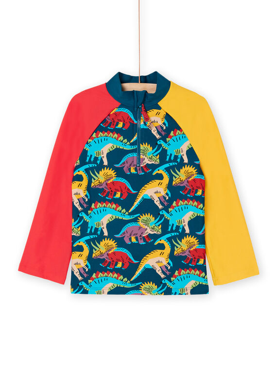 Türkisfarbenes UV-Badeshirt mit Dinosaurier-Muster RYOMERUVTIDIN / 23SI02R1TUVC217