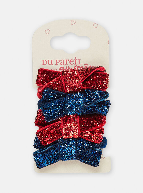 4er-Pack Gummibänder in Rot und Marineblau mit glänzenden Schleifen für Mädchen SYAJOELA13 / 23WI01S1ELA070