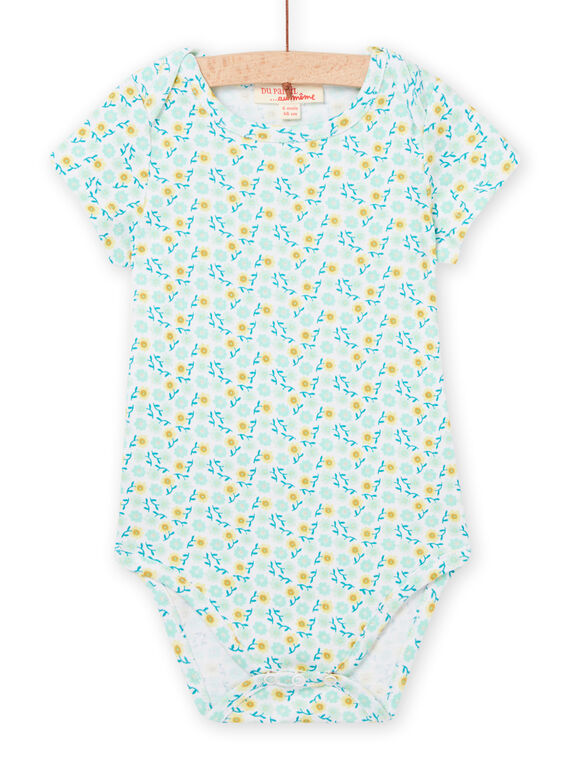 Baby Mädchen ecrufarbener, blauer und gelber Strampelanzug NEFIBODMER / 22SH13J6BDL001