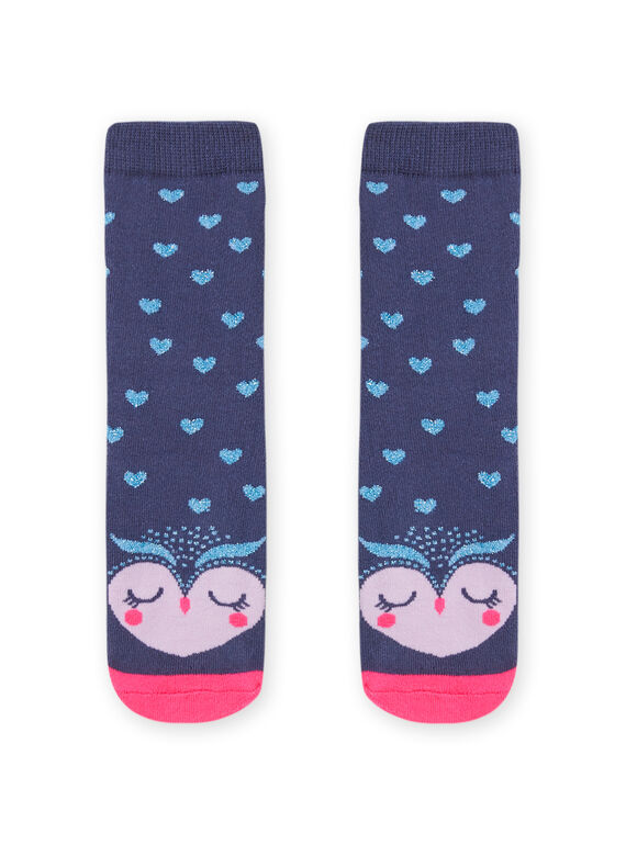 Baby Mädchen blaue Ringelsocken mit Eulenaufdruck MYAPLACHO / 21WI01O1SOQC202