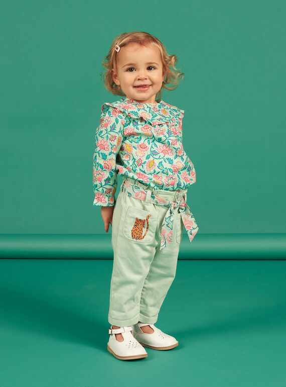 Baby Mädchen mandelgrüne Hose mit Gürtel NIGAPAN / 22SG09O1PAN611