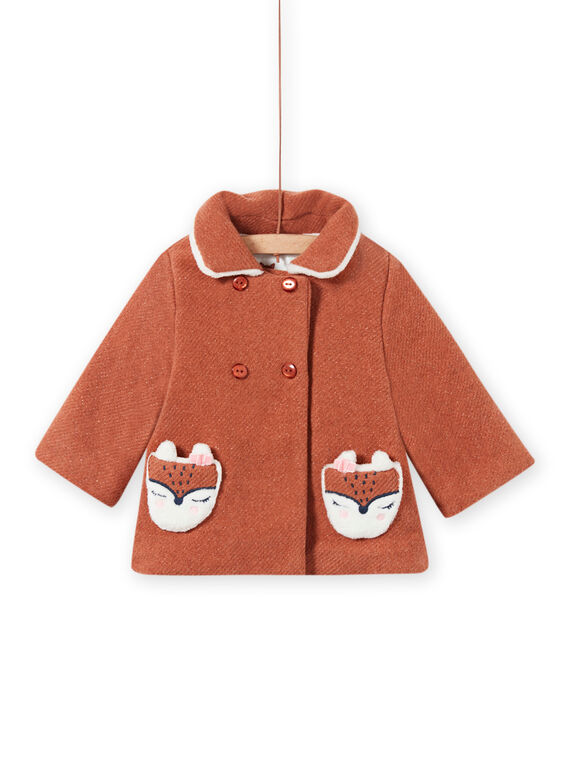 Baby Mädchen brauner Wollmantel mit Fuchsmuster MICHECKMAN / 21WG0961MAN817
