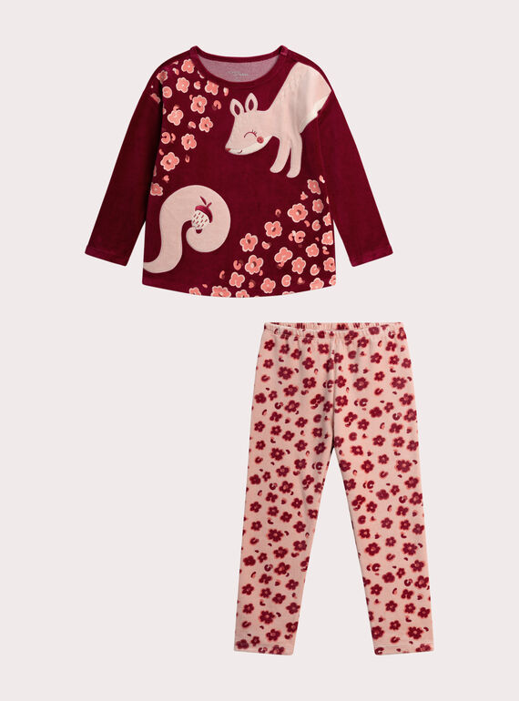 Rosafarbener Pyjama aus Samt für Mädchen  VEFAPYJNUT / 24WH1195PYJ511
