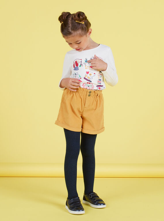 Baby Mädchen hohe Taille Shorts mit Senf Druck MAMIXSHORT / 21W901J1SHOB106