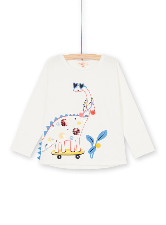 T-shirt weiß und blau Dinosaurier Animation Kind Mädchen LAHATEE / 21S901X1TML001