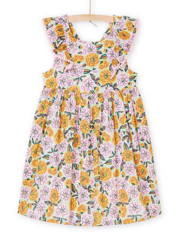 Mehrfarbiges Kleid mit Blumenmuster und Streifen RAEXOROB1 / 23S901V1ROB001