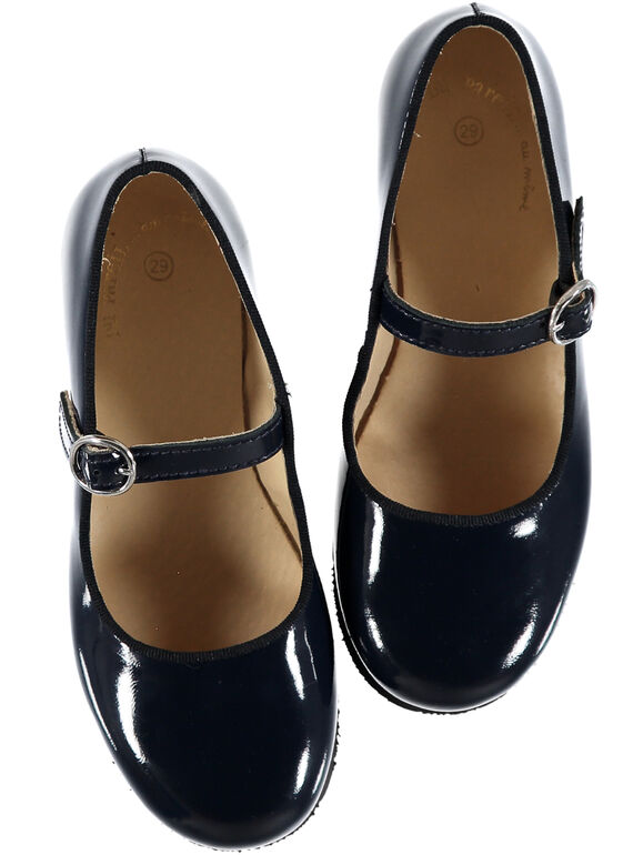 Marineblaue Riemchenschuhe aus Leder für Kinder Mädchen GFBABRIDEM / 19WK35I2D13070