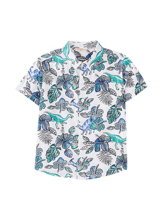 Weißes Popeline-Hemd für Jungen mit Dinosaurier-Aufdruck JOQUASHIRT / 20S902R1CHM000
