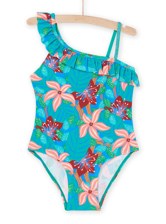 Türkisfarbener 1er-Badeanzug mit Blumenmuster RYAMER3 / 23SI01R5MAIC217