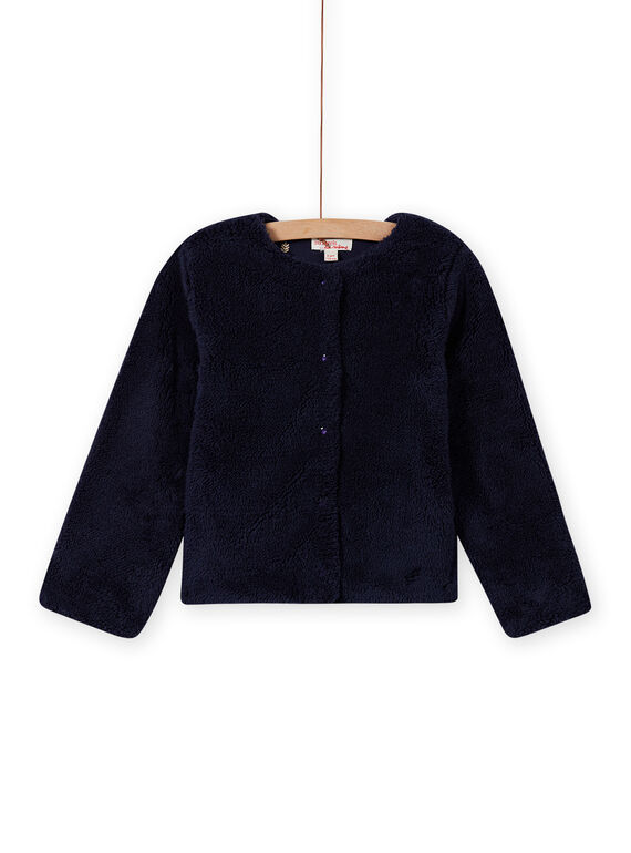 Wendbare Strickjacke aus Kunstpelz für Mädchen in Mitternachtsblau MAJOCARF1 / 21W90114CARC205