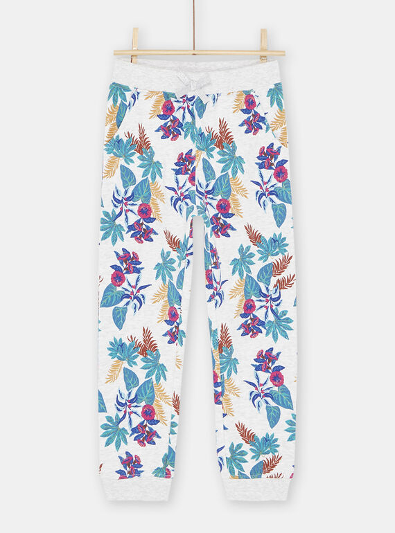 Jogginganzug, grau meliert, mit Blumenprint, Mädchen SAJOBAJOG1 / 23W901B1JGB943