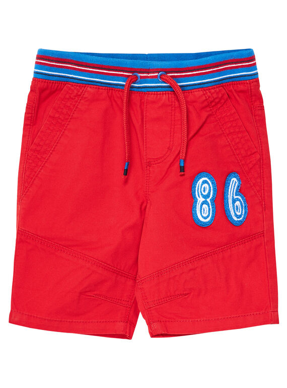 Rote Bermuda-Shorts mit Gummizug und gestreiftem Hosenbund JOGRABER1 / 20S902E1BERF505