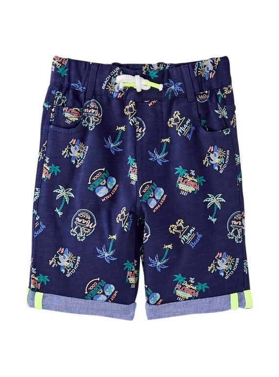 Marineblaue Bermudas für Jungen, mit Strandmotiven JOQUABER1 / 20S902R4BER070
