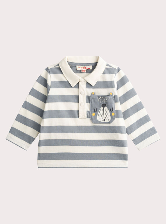 Gestreiftes Poloshirt mit Bärenmotiv für Baby-Jungen VUPERPOL / 24WG10R1POLC202