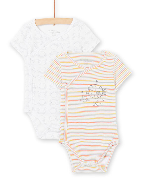 Set aus 2 weißen Bodys Geburt gemischt LOU2BOD3 / 21SF05I1BOD000
