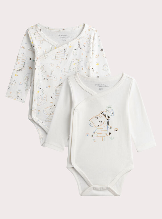 2er-Set Geburtsbodies in Naturweiß mit Zebraprint WOU1BOD2 / 25SF0471BDN005