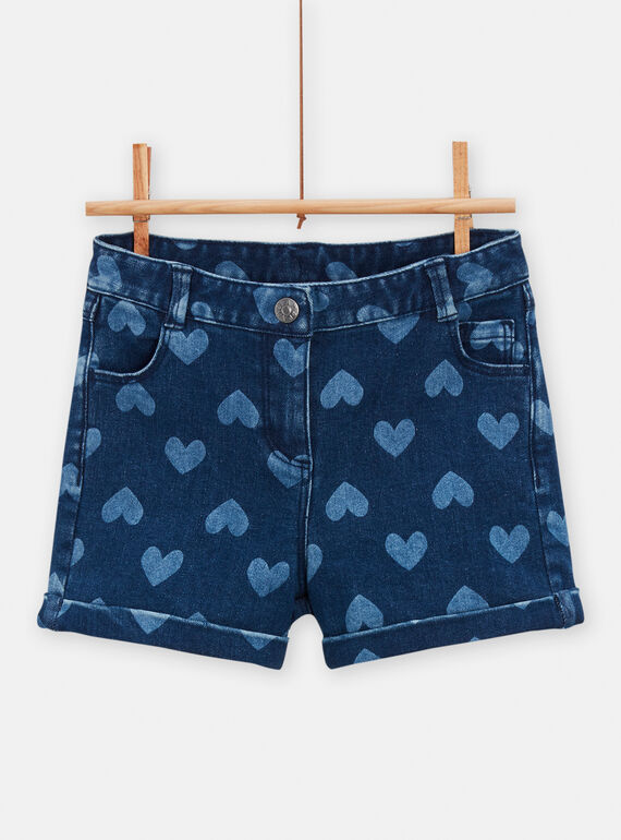 Shorts aus Rohjeans mit Herzmuster für Mädchen TAJOSHORT2 / 24S90191SHOP271