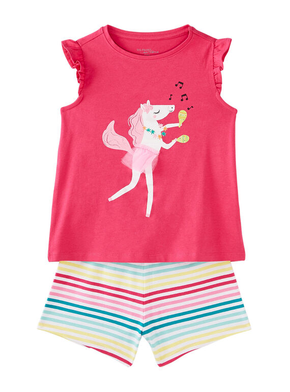 Rosa Kinder-Kurzpyjama für Mädchen JEFAPYJ4 / 20SH11U3PYJD323