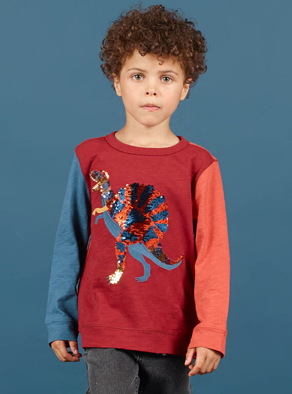 Jungen-T-Shirt in Rot und Marineblau MOPATEE3 / 21W902H1TML719