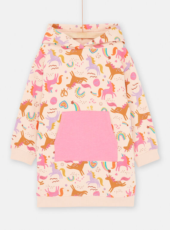 Rosa Sweatshirtkleid mit Einhornprint für Mädchen SAVEROB3 / 23W901J1ROBD322
