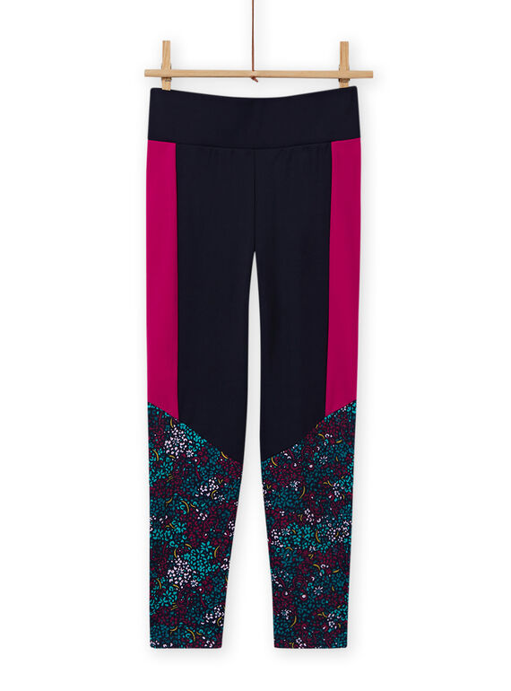 Marineblaue Leggings mit Blumendruck für Mädchen MAJOBAJOG4 / 21W90119PANC205
