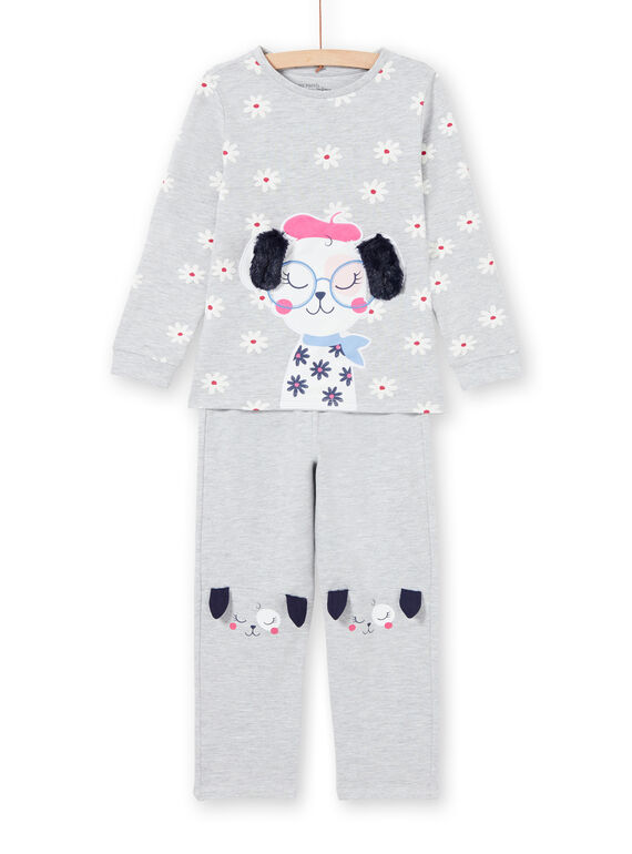 Graues T-Shirt und Hose Pyjama-Set für Mädchen MEFAPYJDOG / 21WH1185PYJ943