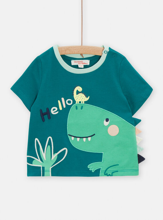Smaragdgrünes T-Shirt mit Dinosaurier-Animation für Baby-Jungen TUCOTEE2 / 24SG10N1TMC608