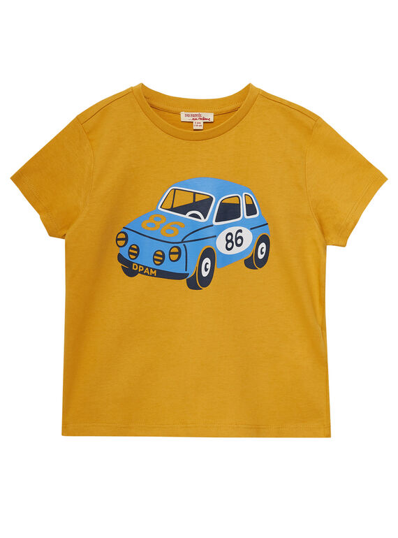 Maisgelbes kurzärmeliges T-Shirt für Jungen, mit Autoaufdruck JOSOTI / 20S90281TMCB107