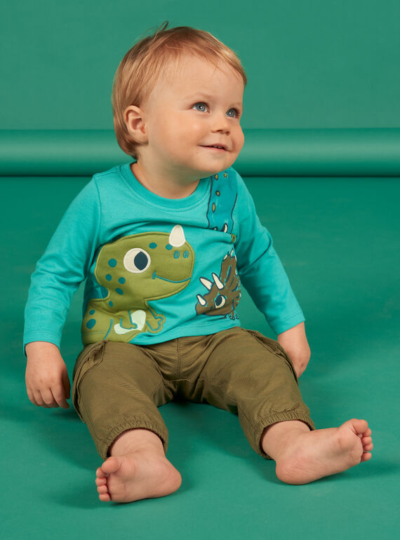 Baby Junge Türkisfarbenes Dinosaurier-T-Shirt NUGATEE1 / 22SG10O1TML202