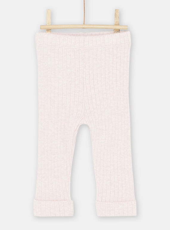 Gerippte Leggings, rosa meliert, Baby, Mädchen SYIJOLEGCO2 / 23WI09B1CALD314