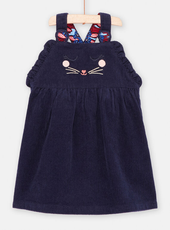 Nachtblaues Kleid aus Cord, Baby, Mädchen SIFORROB2 / 23WG09K1ROBC205