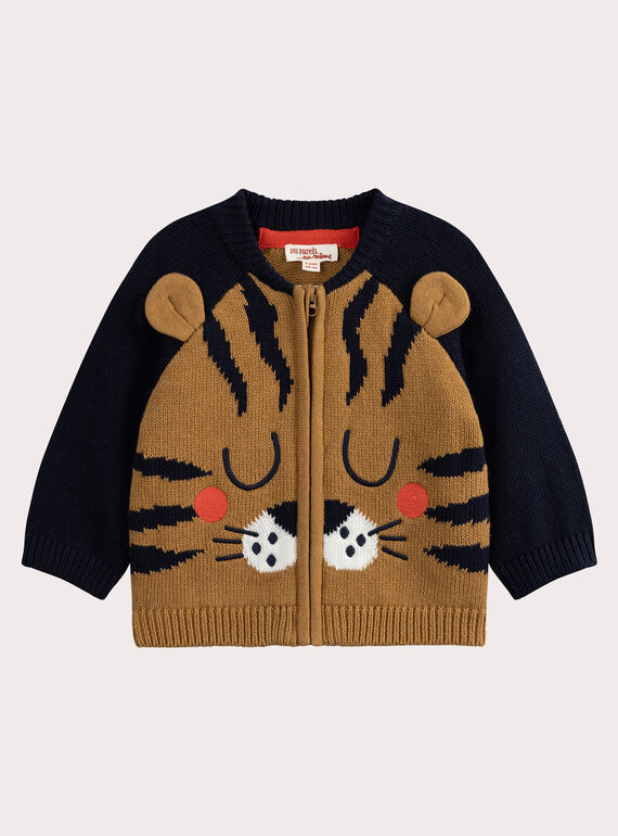 Strickweste mit Tigermotiv Kleinkind Junge VUKOGIL / 24WG1031GILB101