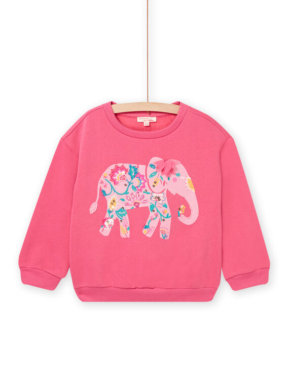 Kind Mädchen rosa Sweatshirt mit Elefantenmotiv NAGASWEA / 22S901O1SWE313