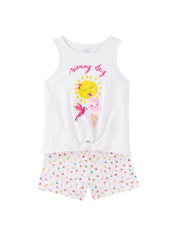 Kurzer weißer Kinder-Pyjama für Mädchen, bedruckt JEFAPYJ6 / 20SH11U7PYJ000