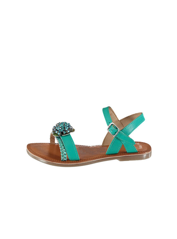 Sandalen aus Leder und schillerndem Leder für draußen FFSANDLO / 19SK35D6D0E202