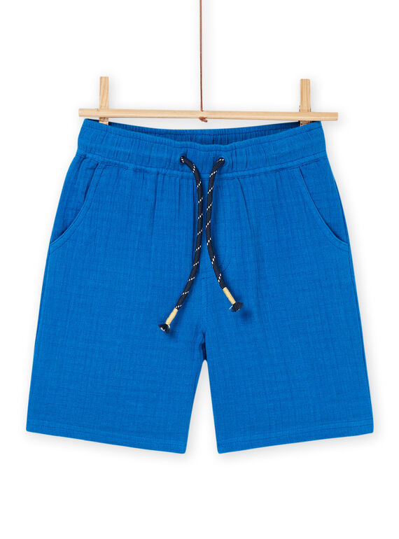 Bermuda-Shorts in englischem Blau aus Baumwollgaze ROBALBER1 / 23S902W3BER702
