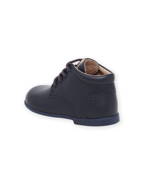 Perforierte Stiefel aus marineblauem Glattleder NUBOTIESS / 22KK3851D0F070