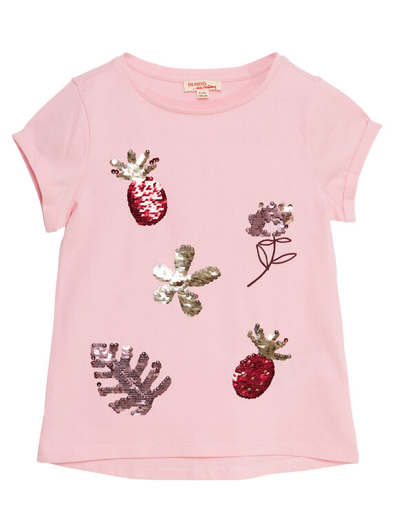 Kurzärmeliges T-Shirt mit zauberhaften Obst- und Blumenpailletten JADUTI1 / 20S901O1TMC321