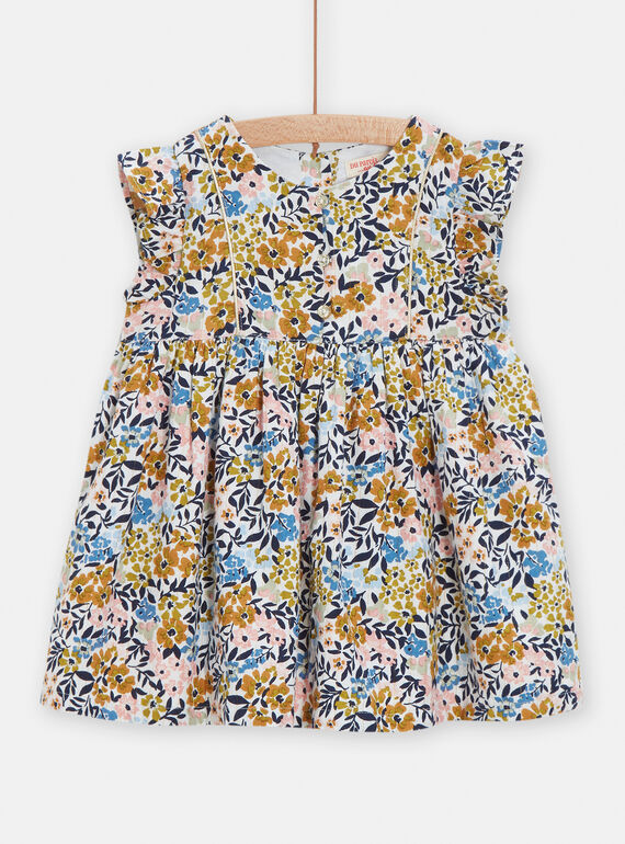 Ecrufarbenes Kleid mit Blumenmuster für Baby-Mädchen VIGAROB2 / 24WG0911ROB001