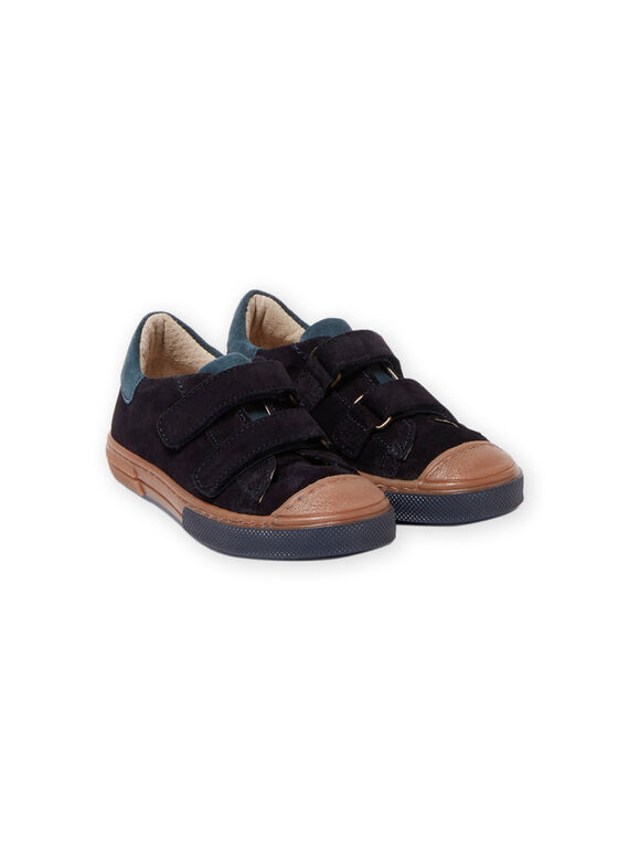 Kind Junge marineblaue und camelfarbene Wildledersneakers MOBASART / 21XK3651D3F070