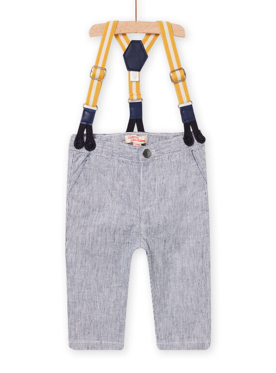 Baby Junge Weiß & Blau Abnehmbare Träger Hose NUSOPAN / 22SG10Q1PAN000
