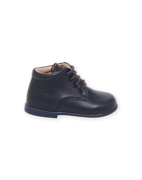 Perforierte Stiefel aus marineblauem Glattleder NUBOTIESS / 22KK3851D0F070