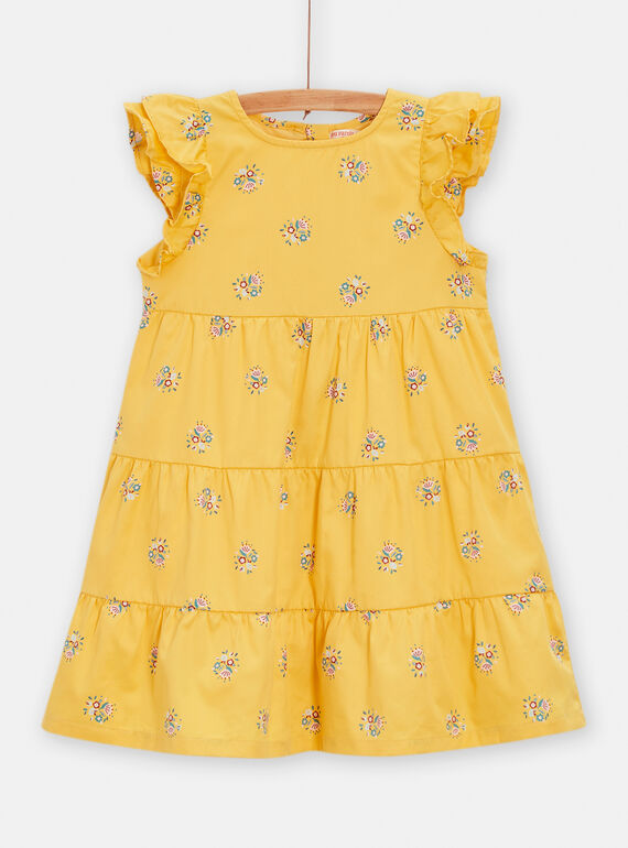 Gelbes Kleid mit Blumenstrauß-Druck für Mädchen TAJAROB4 / 24S90112ROB104