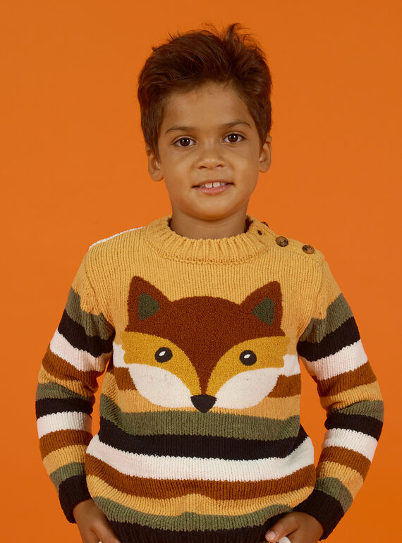 Gestreifter Chenille-Pullover für Jungen MOSAUPUL / 21W902P1PULB107
