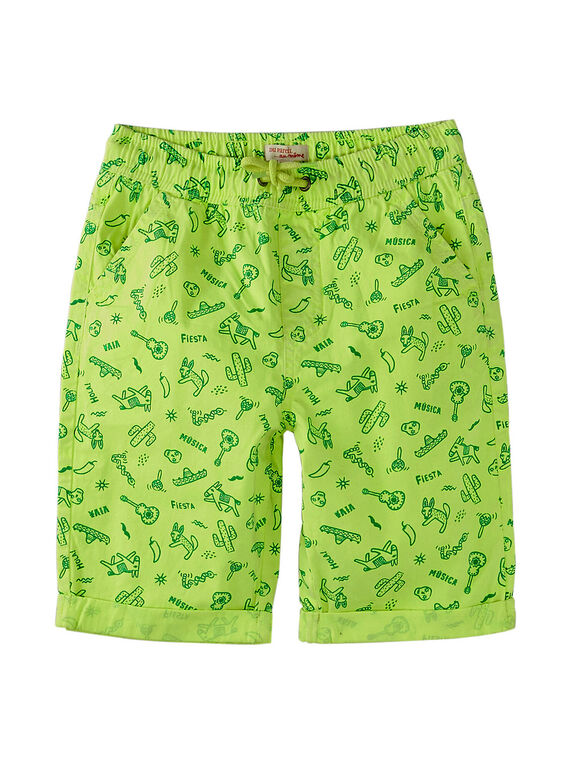 Elastische Jungen-Bermudas mit fluoreszierend gelbem Aufdruck. JOMARBER3 / 20S902P1BER103