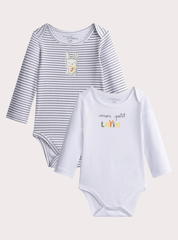 Set mit 2 Bodys mit langen Ärmeln mit Kaninchenmuster für Baby Jungen VEGABODLAP / 24WH1484BDL000